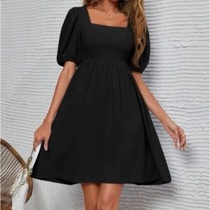 Shein Privé Black Puff Sleeve Dress